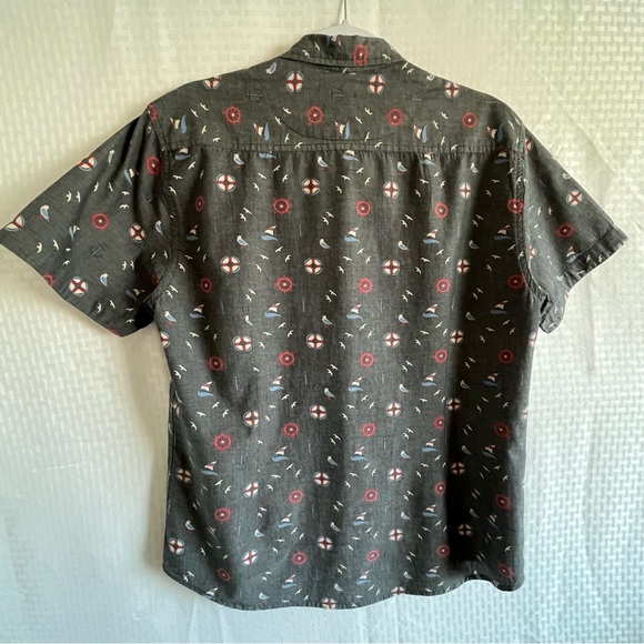 Artistry in Motion Button Down Short Sleeve Shirt Gray Nautical Size Medium - Picture 2 of 9